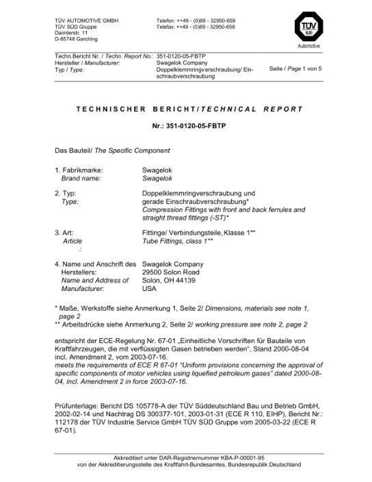 ECE R-67 Approval