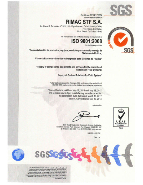 ISO 9001 Swagelok Perú